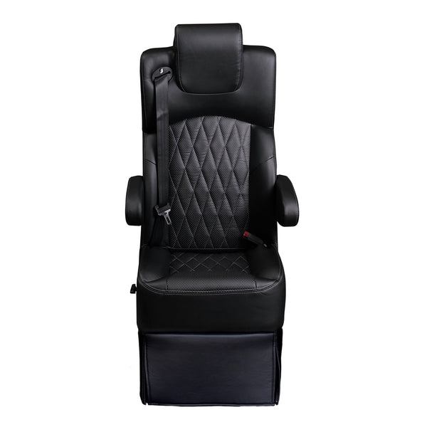 18” VIP DIAMOND CLASS CAPTAIN SEAT | PEDESTAL BASE | BLACK LEATHER TOUCH
