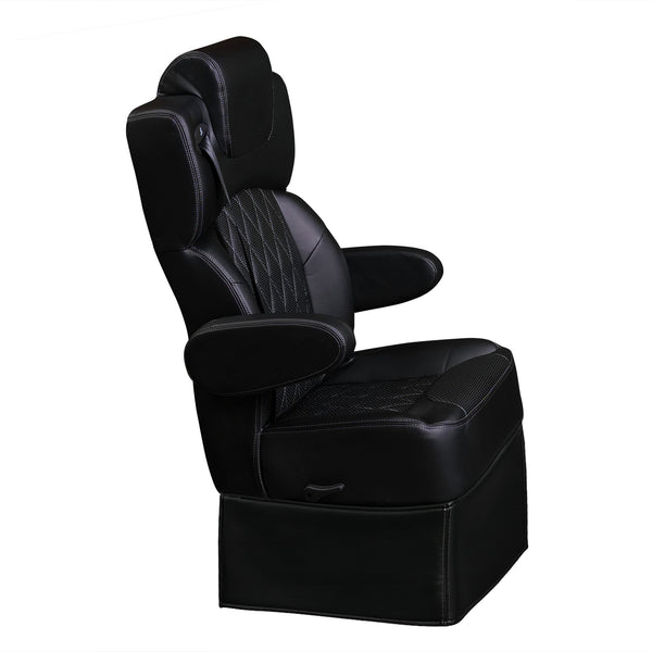 18” VIP DIAMOND CAPTAIN SEAT | SWIVEL BASE | BLACK LEATHER TOUCH