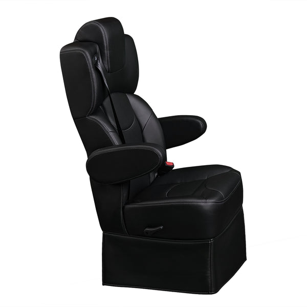 18” VIP CAPTAIN SEAT | SWIVEL BASE | BLACK LEATHER TOUCH