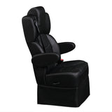 18” VIP CLASS CAPTAIN SEAT | PEDESTAL BASE | BLACK LEATHER TOUCH