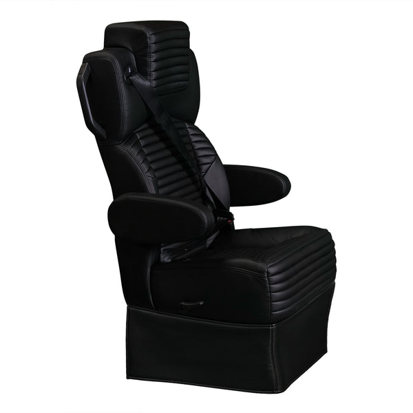 20” BLACK LABEL CAPTAIN SEAT | PEDESTAL BASE | BLACK LEATHER TOUCH