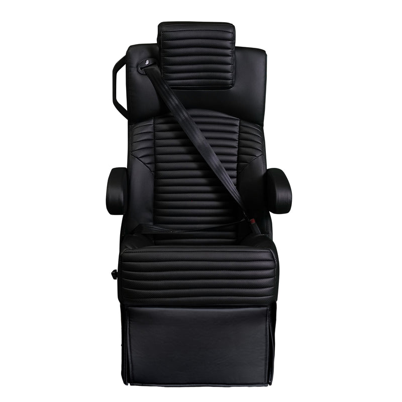 20” BLACK LABEL CAPTAIN SEAT | PEDESTAL BASE | BLACK LEATHER TOUCH