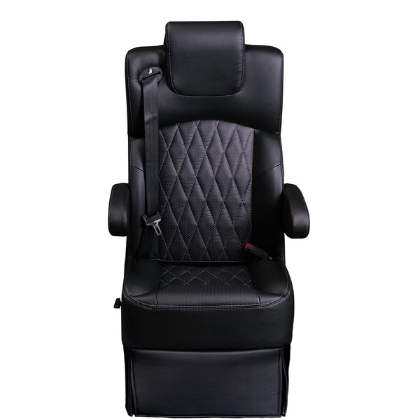 20” VIP DIAMOND CLASS CAPTAIN SEAT | PEDESTAL BASE | BLACK LEATHER TOUCH