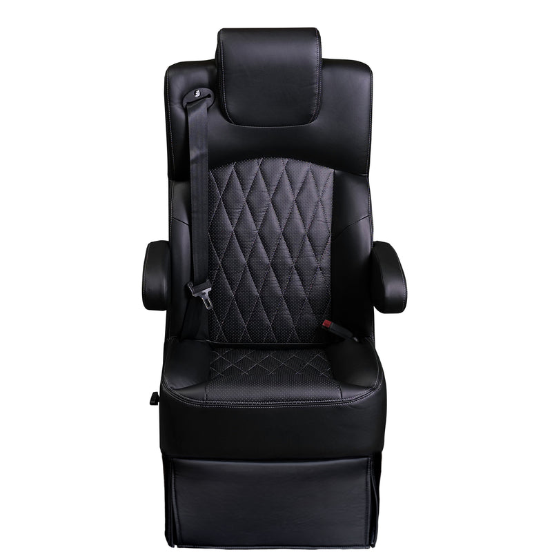 20” VIP DIAMOND CLASS CAPTAIN SEAT | PEDESTAL BASE | BLACK LEATHER TOUCH