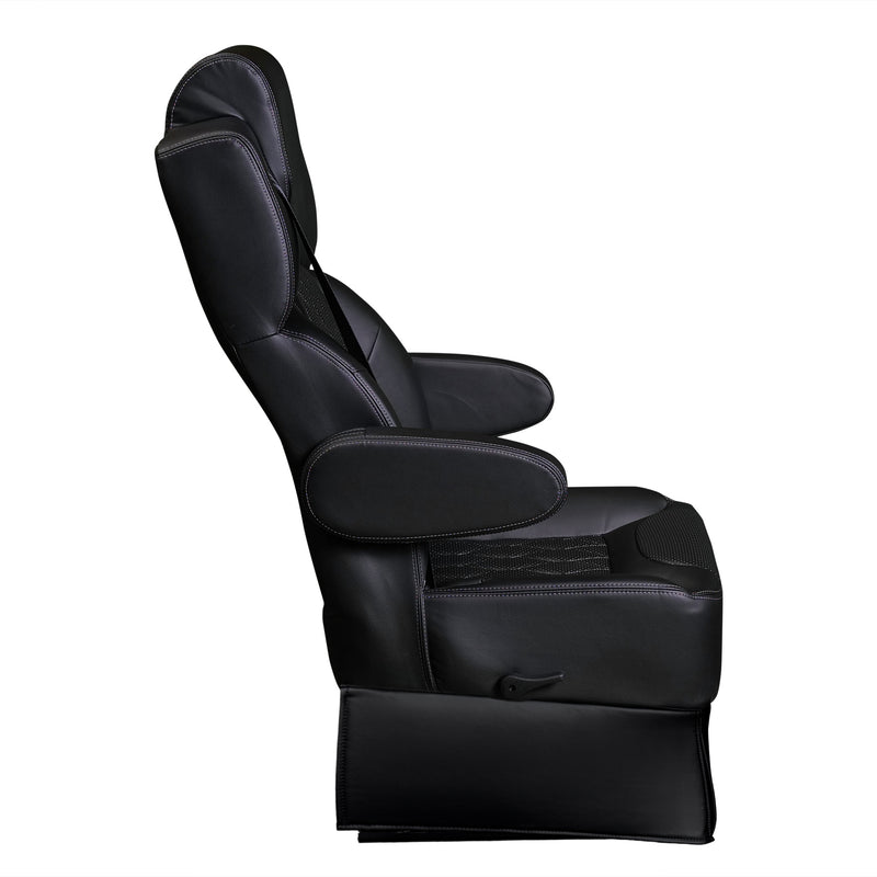 20” VIP DIAMOND CLASS CAPTAIN SEAT | PEDESTAL BASE | BLACK LEATHER TOUCH