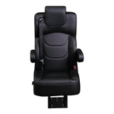 22” SUPER VIP CLASS CAPTAIN SEAT | PEDESTAL BASE | BLACK LEATHER TOUCH