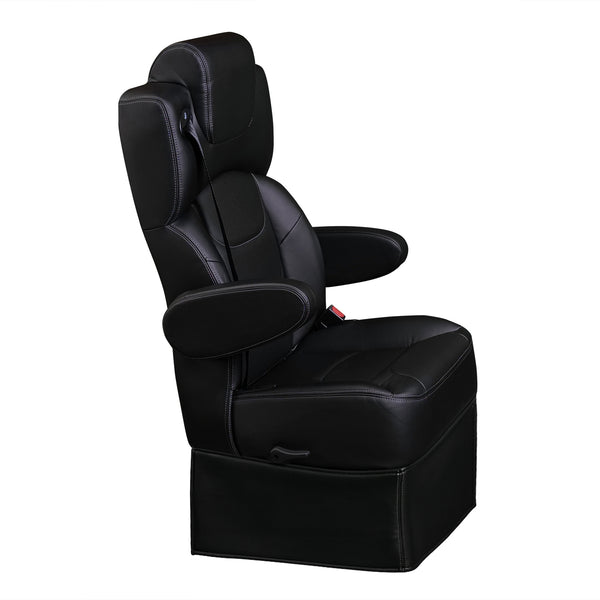 20” VIP CLASS CAPTAIN SEAT | PEDESTAL BASE | BLACK LEATHER TOUCH
