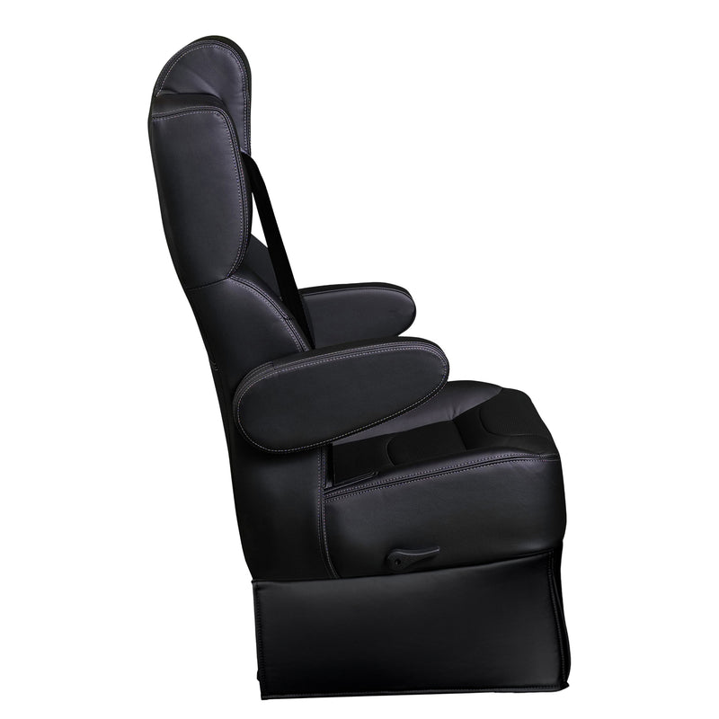 20” VIP CLASS CAPTAIN SEAT | PEDESTAL BASE | BLACK LEATHER TOUCH