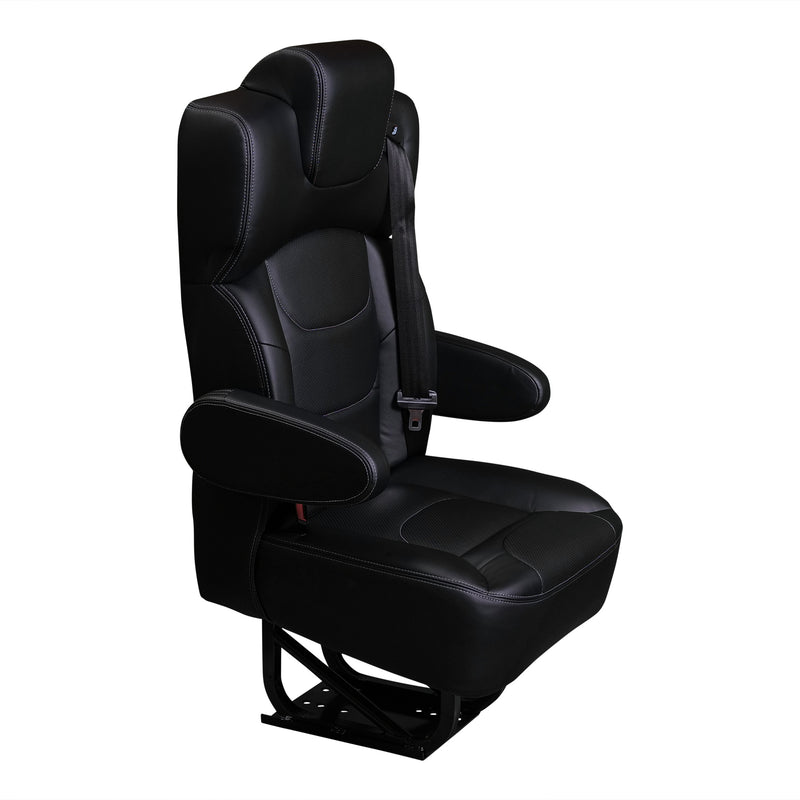 22” SUPER VIP CLASS CAPTAIN SEAT | PEDESTAL BASE | BLACK LEATHER TOUCH