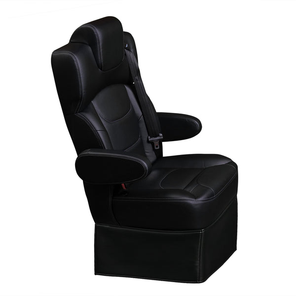 22” SUPER VIP CLASS CAPTAIN SEAT | PEDESTAL BASE | BLACK LEATHER TOUCH