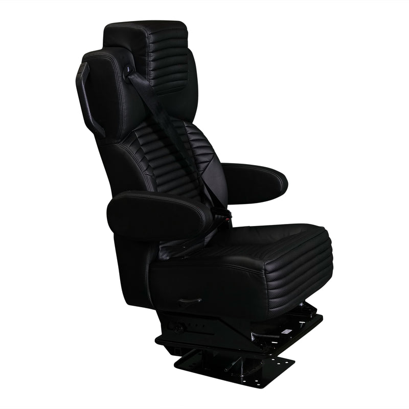 20” BLACK LABEL CAPTAIN SEAT | SWIVEL BASE | BLACK LEATHER TOUCH