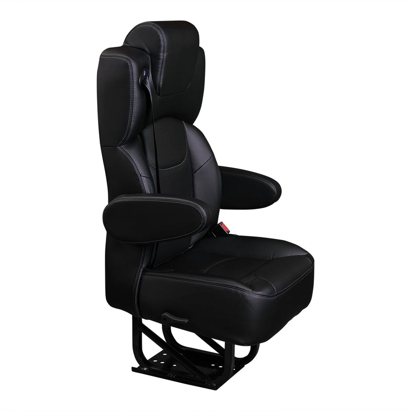 20” VIP CLASS CAPTAIN SEAT | PEDESTAL BASE | BLACK LEATHER TOUCH